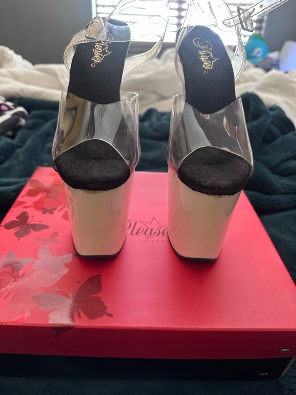 Pleaser white glow heels